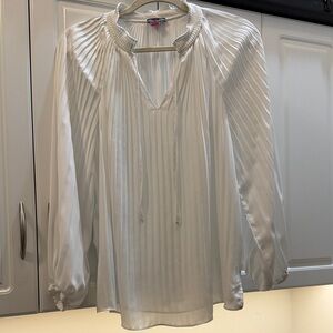 Vince Camuto Pleated Lightweight V-Neck Blouse